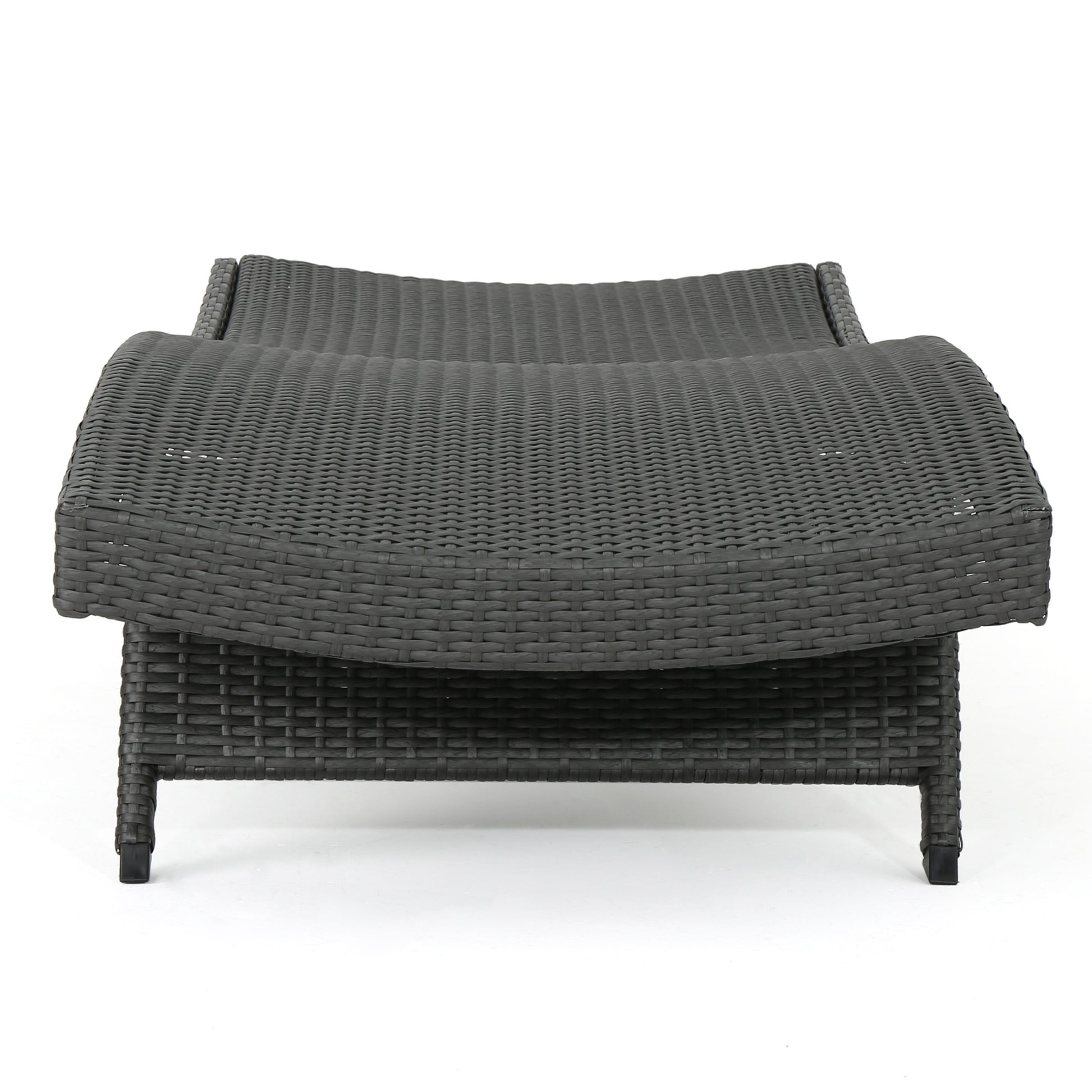 Salem Pe Wicker Chaise Lounge, Set Of 2 Grey Pe Rattan Iron