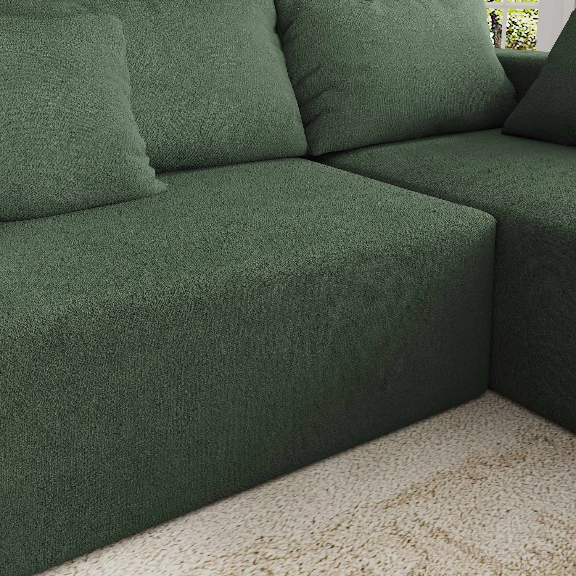 Modern Upholstered Sectional Sofa Couch Set,Modular 108" L Shaped Sectional Living Room Sofa Set With 6 Pillows,Free Combination Sofa Couch For Living Room,Bedroom Green Foam Chenille 3 Seat