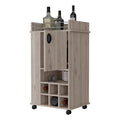 Farson Bar Cart With 2 Side Shelf, 6 Built In Wine Rack And Casters Light Gray Primary Living Space Classic,Contemporary Pine Particle Board Engineered Wood