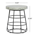Side Table Black White Marble Metal