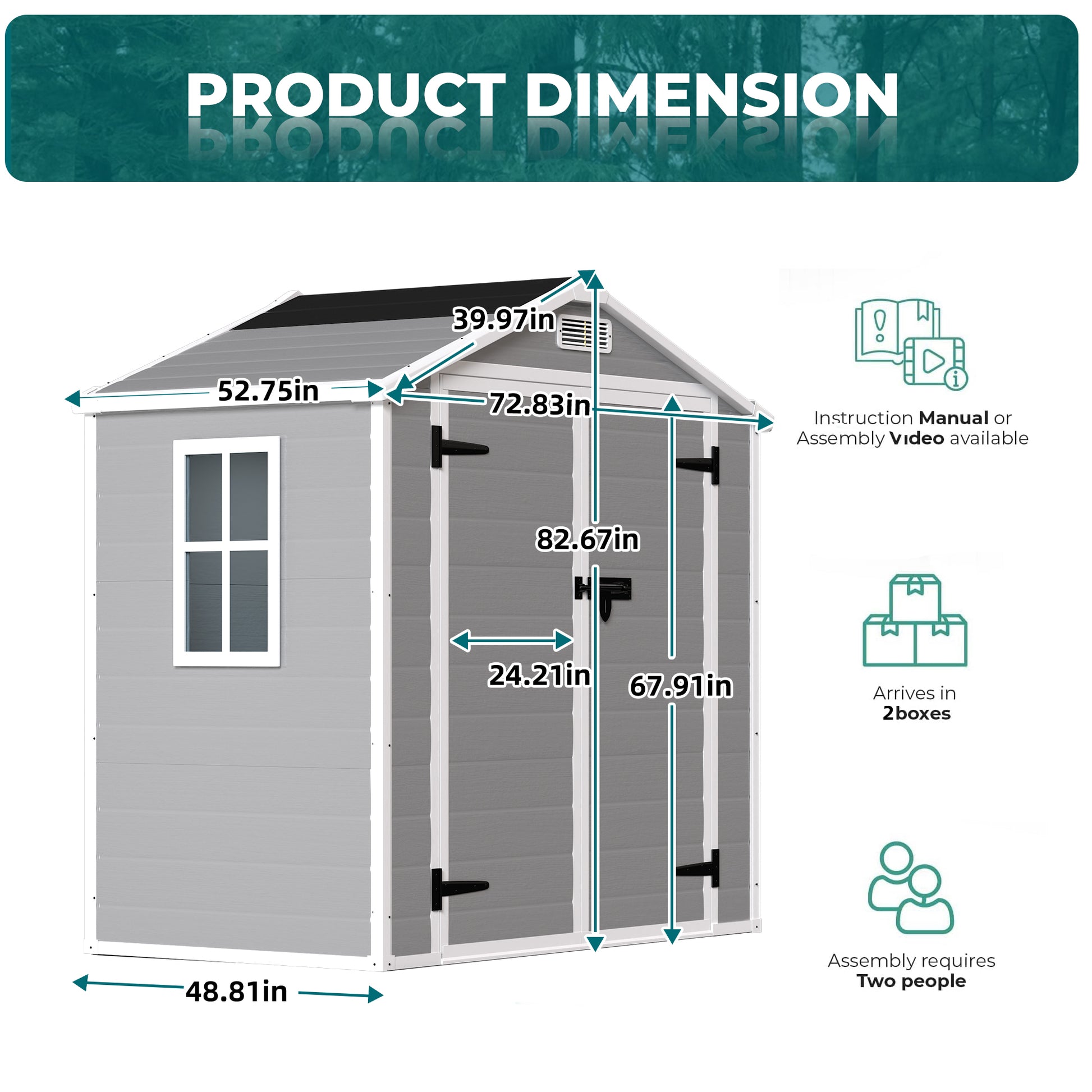 6' X 4.4' Resin Weather Resistant Outdoor Storage Shed With Floor For Garden,Backyard,Pool Tool, Light Grey Gray Polypropylene