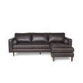 Mid Century Tufted Leather Sectional With Reversible Chaise Espresso Leather 3 Seat