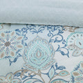 8 Piece Cotton Floral Printed Reversible Comforter Set Blue Queen Queen Blue Cotton