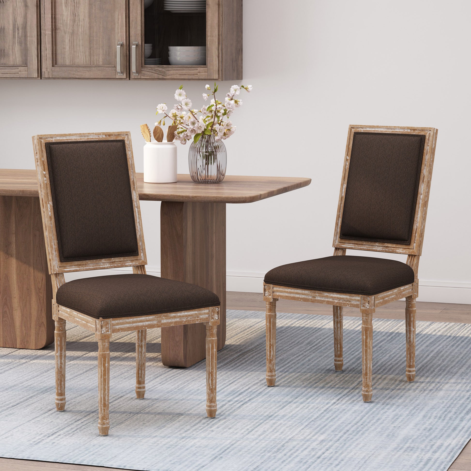 Dining Chair Brown Fabric