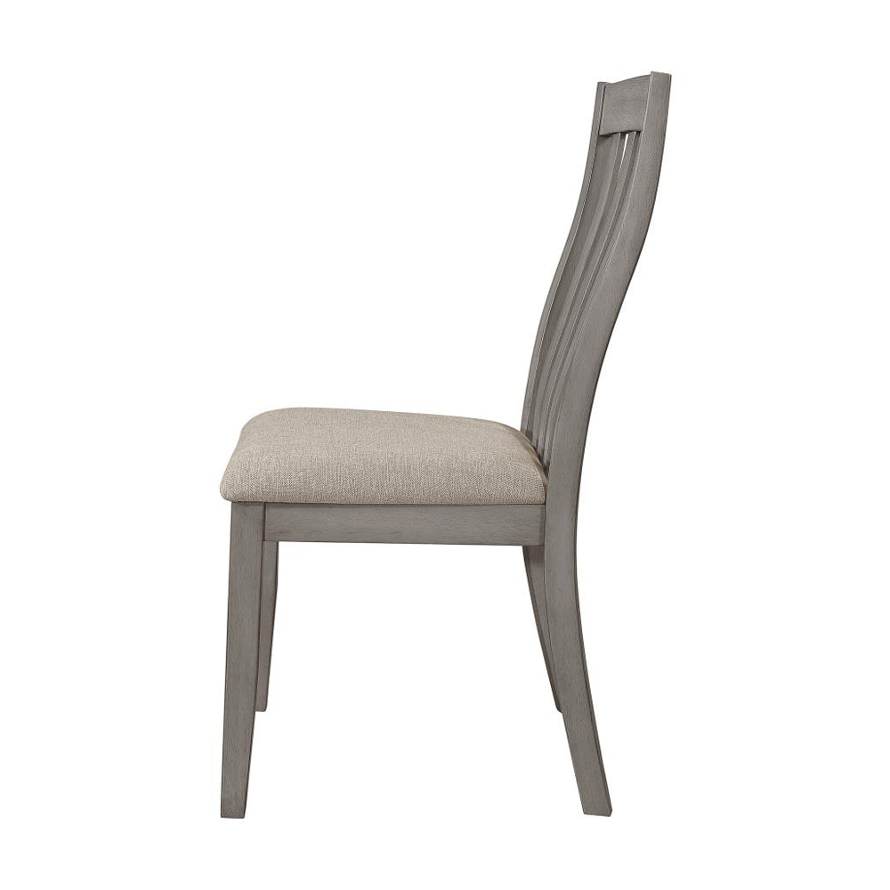 Set Of 2 Dining Chairs With Upholstered Seat In Coastal Grey Solid Grey Dining Room Dining Chairs Slat Back Set Of 2 Mdf