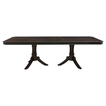 Double Pedestal Base Dark Cherry Finish 1Pc Dining Table With Extension Leaf Wooden Furniture 96 Inch Table Cherry Seats 8 Dining Room Kitchen & Dining Tables Rectangular Wood Pedestal