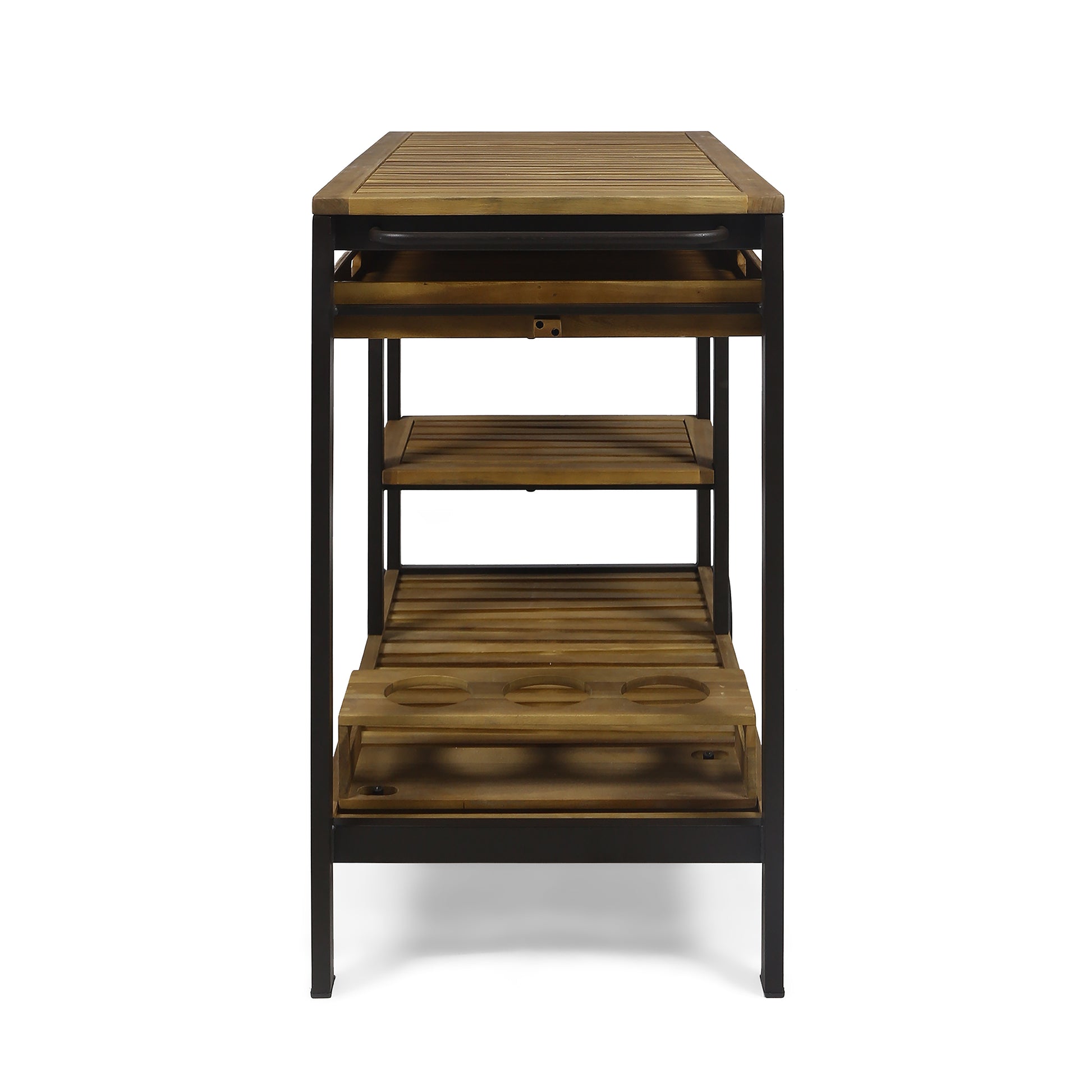 Vivlio Wood Metal Barcart Rustic Metal & Wood