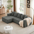 Chenille L Shaped Sectional Sofa Set,Minimalist Style Modular Sectional Sofa, Luxury Chenille Fabric Cloud Couch For Living Room Grey Chenille 4 Seat