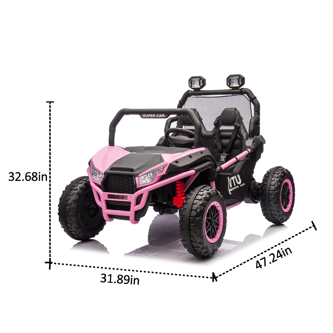 24V Two Seater Kids Ride On Utv W Parents Control,400W Super Power,Four Wheel Suspension,Led Light With Rear Searchlight,Bluetooth,Mp3,Music,Rear Storage Space,Speeds 3.73 4.97Mph For Kids Aged 3 . Pink Polypropylene