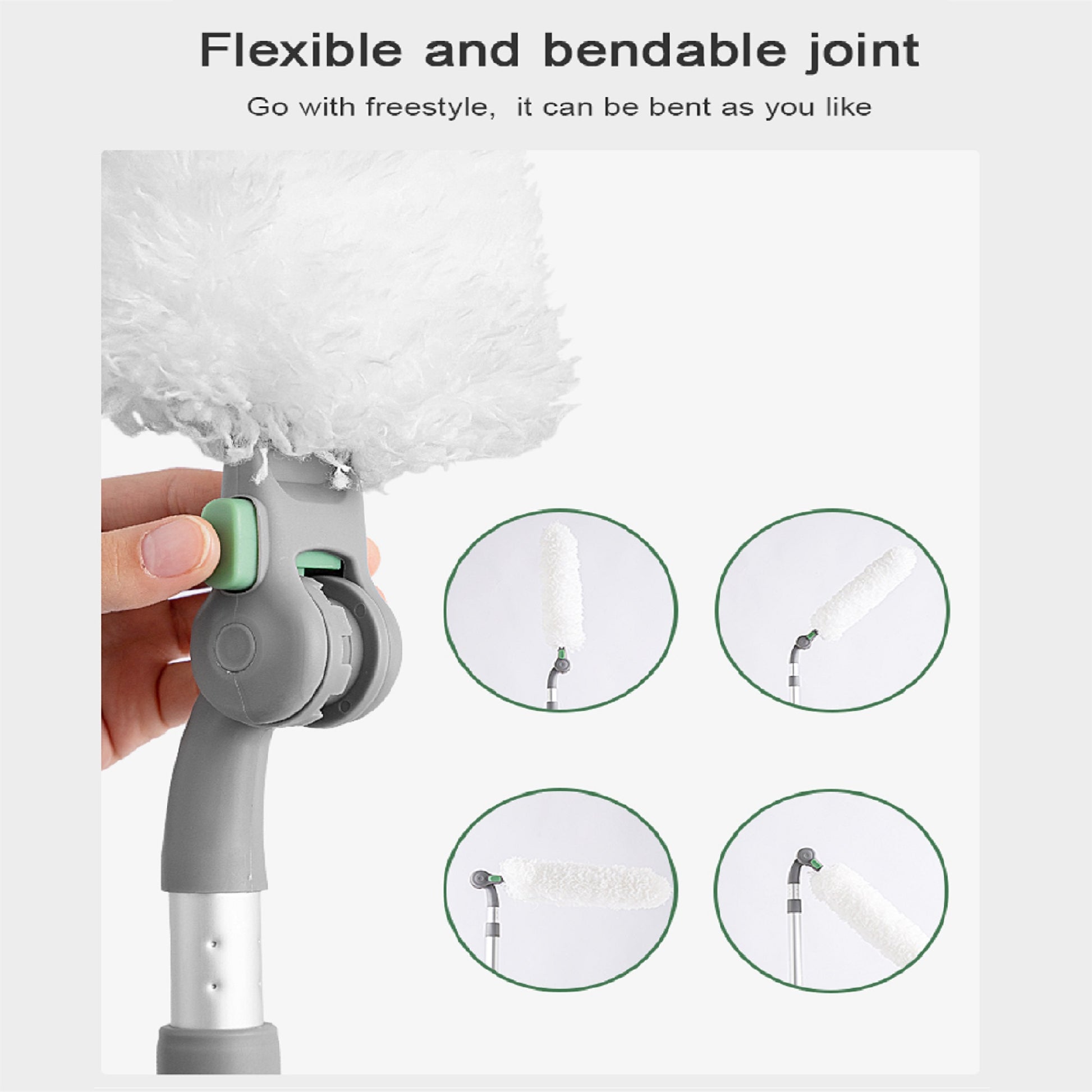 Long Handle Duster,Dust Collector With Extension Bar,Home Duster,Easy To Use And Reusable,White White Microfiber