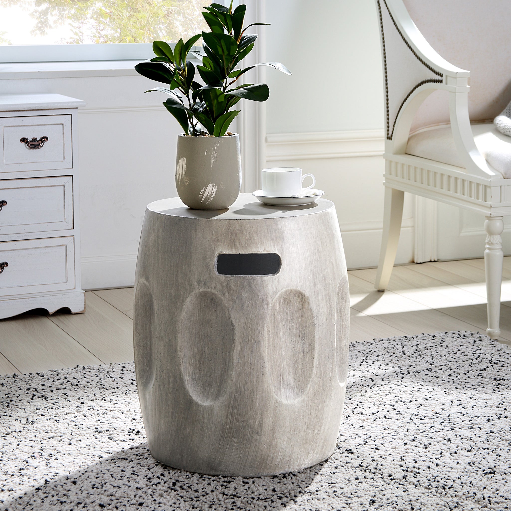 Ursa Side Table - Geometry Gray Magnesium Oxide