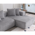 Arrived 131'' Modular Sectional Couch, U Shaped Sofachaise Lounge, Striped Fabric,Upholstered 4 Seater Couch For Living Room, Bedroom, Free Combination Sofa Corduroy , Gray Gray Polyester Primary Living Space Soft Modern Square Arms Foam Upholstered 4