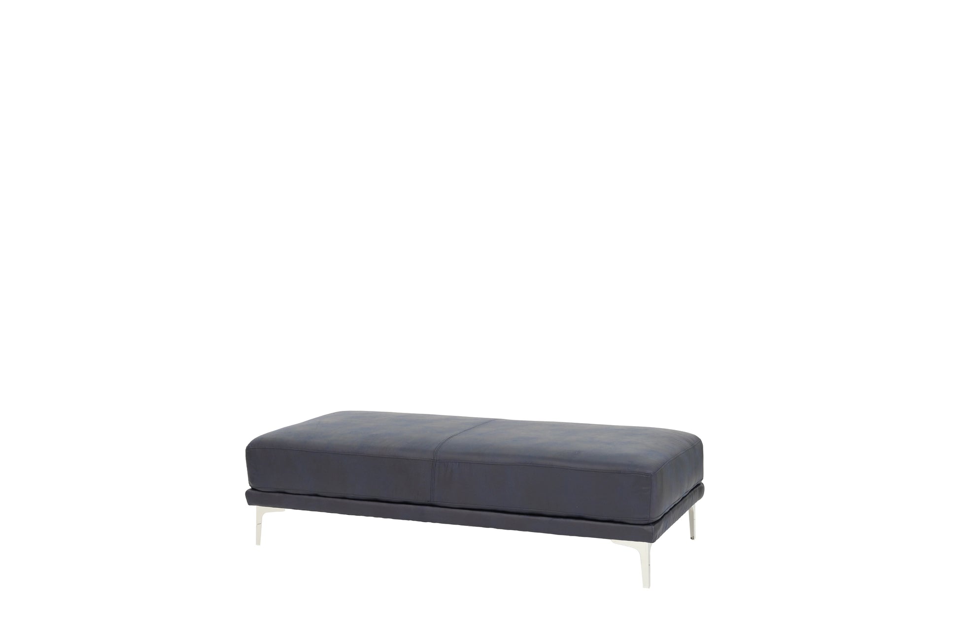 Modern Ink Blue Large Ottoman Metal Legs 1Pc Cocktail Ottoman Living Room Blue Faux Leather Primary Living Space Blue Contemporary,Modern Rectangle Bonded Leather
