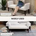 Homcom End Of Bed Bench With Button Tufted Design, Upholstered Bedroom Entryway Bench With Arms And Solid Wood Legs For Bedroom, Cream White Cream White Wood