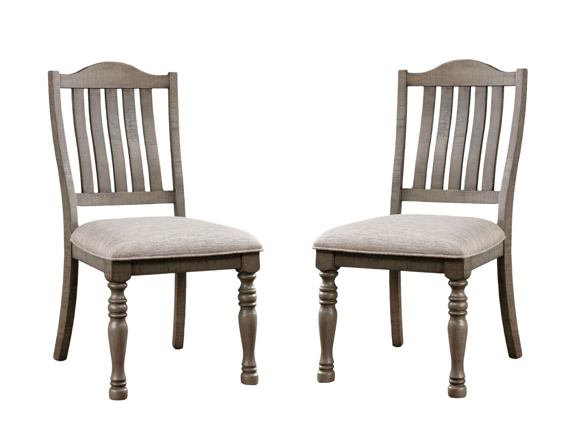 Transitional Style 2Pcs Side Chairs Antique Gray Solid Wood Gray Fabric Dining Room Furniture Chair Turned Legs Antique Gray Dining Room Contemporary,Mid Century Modern,Modern Dining Chairs Set Of 2 Solid Wood