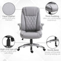 Vinsetto High Back 360 Swivel Ergonomic Home Office Chair With Flip Up Arms, Faux Leather Computer Desk Rocking Chair, Grey Grey Pu Leather