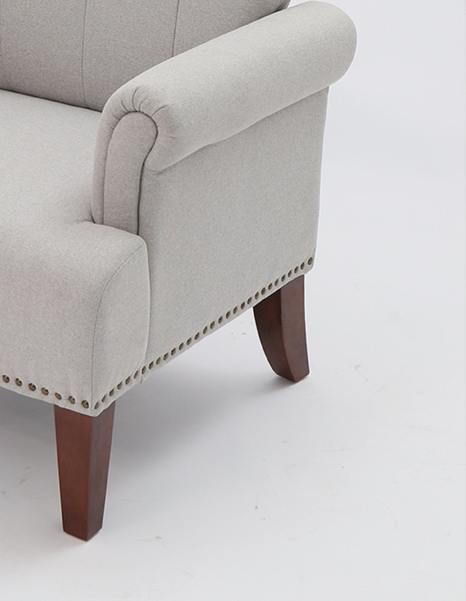 1Pc Traditional Accent Chair Rolled Arms Trim Soft Fabric Upholstered Furniture For Living Room Bedroom Office 30" Wide Armchair Light Gray Color Light Gray Primary Living Space Traditional Foam Wood