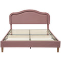 Queen Size Velvet Upholstered Smart Led Bed Frame With Adjustable Height Headboard,No Box Spring Needed,Easy Assembly,Pink Box Spring Not Required Queen Pink Wood Bedroom Cute,Modern Bed Frame Wood