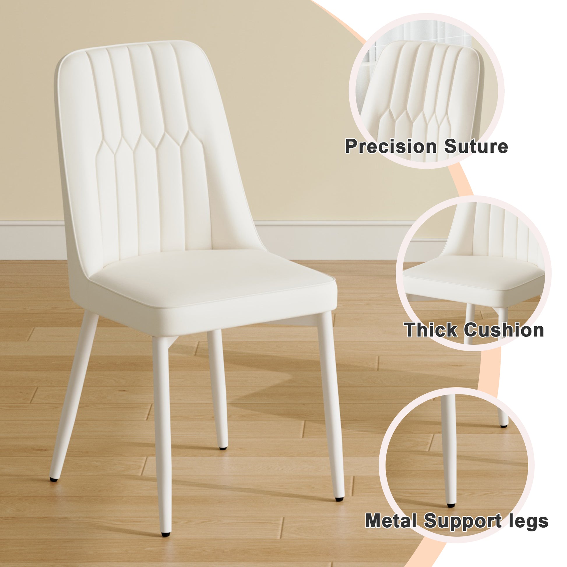 White Dining Chairs And Living Room Chairs. Metal Legs Provide Strong Support, Suitable For Kitchens, Living Rooms, And Restaurants. White Metal