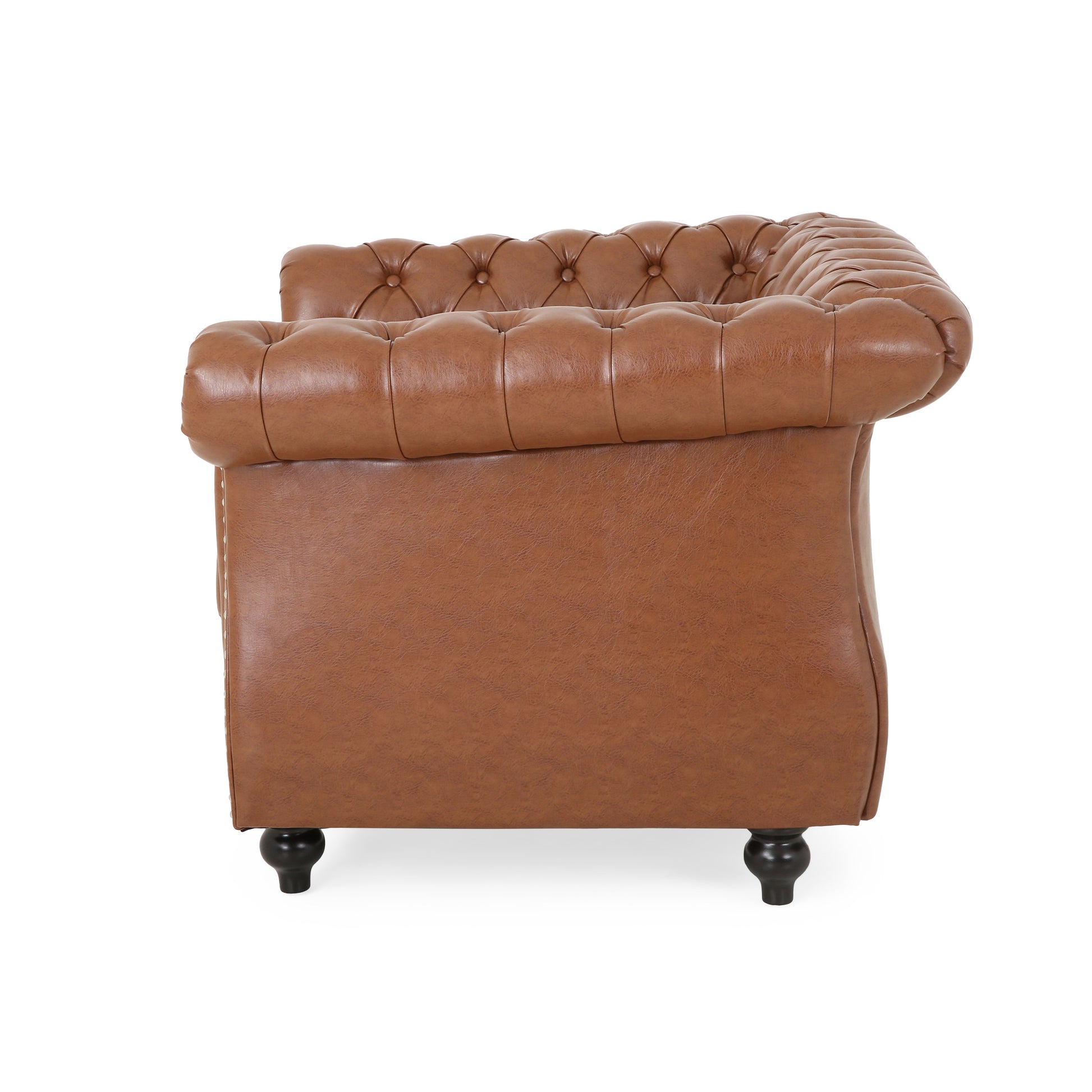 Comfy Arm Chair With Tufted Backmodern For Living Room, Bedroom And Study Brown Pu