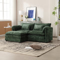 United We Win Chenille Fabric, Removable Armrests With Side Pockets, High Density Sponge Filling, Oversized Double Sofa With Footstool Emerald Chenille 2 Seat