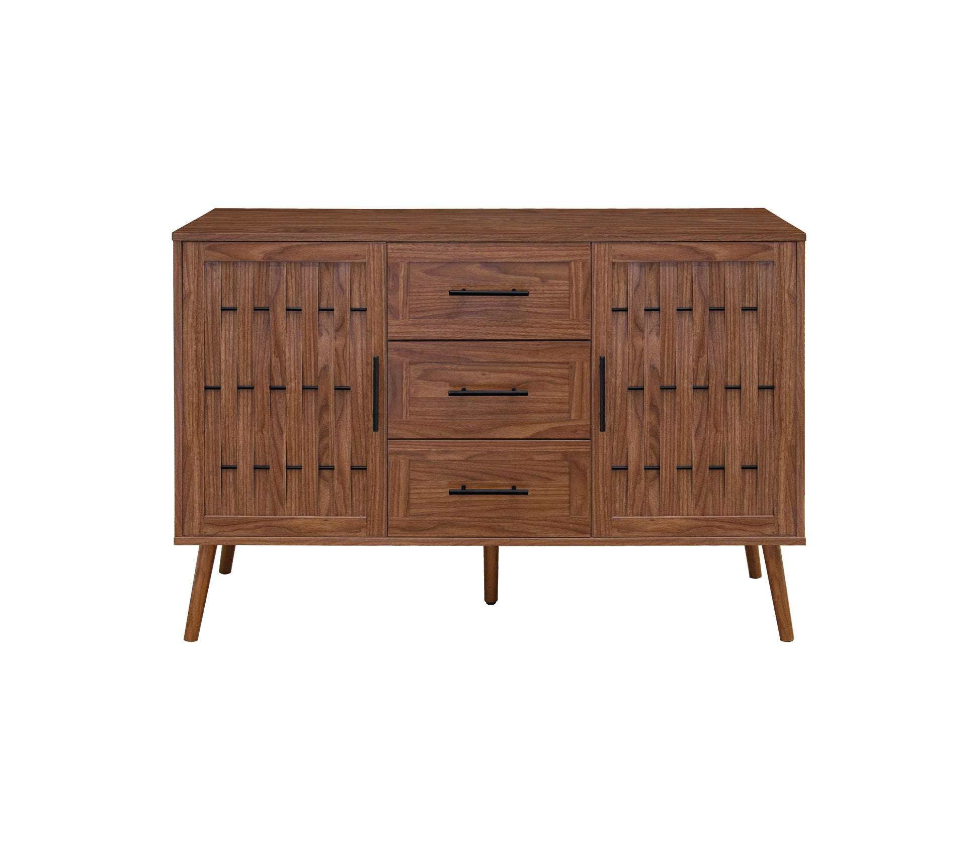 2 Door 3 Drawer Cabinet, Accent Storage Cabinet, Suitable For Living Room, Bedroom, Dining Room, Study Walnut Mdf