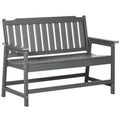 Outsunny Outdoor Bench, 2 Person Park Style Garden Bench With All Weather Hdpe, 704 Lbs. Weight Capacity Porch Bench With Slatted Back & Armrests, Dark Gray Dark Gray Plastic