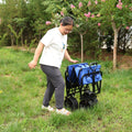 Folding Wagon Garden Shopping Beach Cart Blue Blue Metal