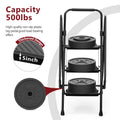 5 Step Ladder, Folding Ladder Stool, With Anti Slip Wide Pedals, Steel Ladder, With Safety Anti Slip Handle, Lightweight 300 Pound Portable Steel Ladder Stool In Black Black Iron Plastic