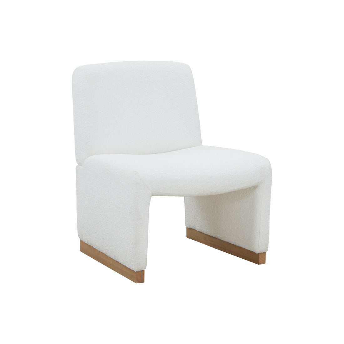 Comfy Accent Chair, Upholstered Slipper Chair, Armless Chair With Wood Legs And Soft Fabric For Living Room, Bedroom, White White Foam Wood Fabric