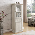 Tall Storage Cabinet, Freestanding Cabinet With Glass Door And Shelves, Sideboard Cabinet, Cabinet With Drawer For Living Room, Kitchen, Dining Room, Office, White White Mdf Glass