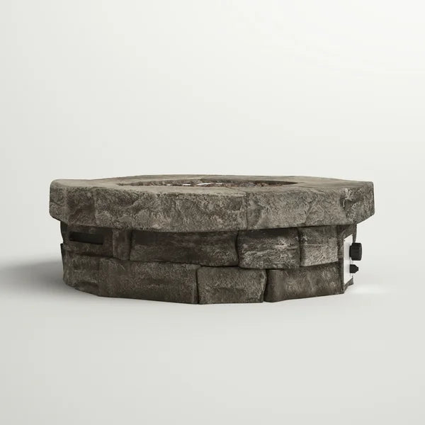 12" H X 37" W Outdoor Fire Pit Table Grey Garden & Outdoor Modern Stone Concrete