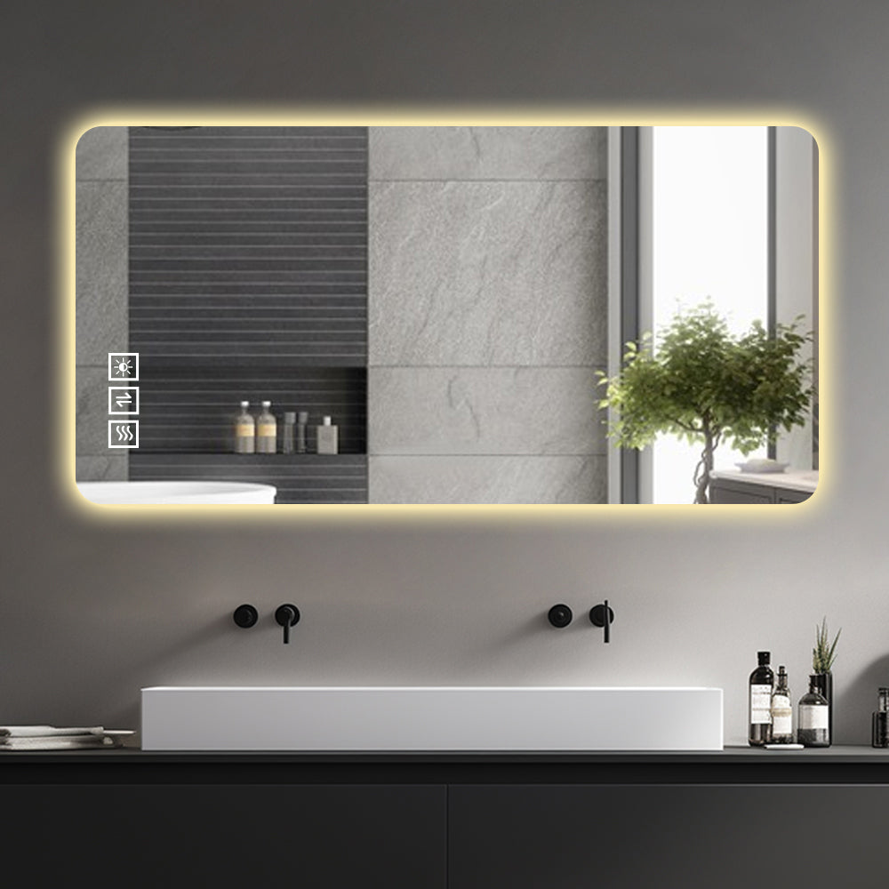 23.6X47.2Inch Light Bathroom Mirror Explosion Proof Glass Hd Imaging Horizontal Vertical Wall Mirror Silver Modern Glass