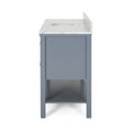 49'' Bathroom Vanity With Marble Top & Ceramic Sink, Open Shelf, 5 Drawers, Gray Same As N759S999002G Grey Plywood