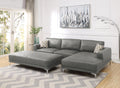 Modern Antique Gray Large Ottoman Metal Legs 1Pc Cocktail Ottoman Living Room Antique Gray Faux Leather Primary Living Space Grey Contemporary,Modern Rectangle Bonded Leather