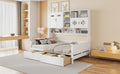 Full Size Wooden Daybed With 2 Drawers, And All In One Cabinet And Shelf, White Full White Wood