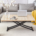 Modern Minimalist Multifunctional Lift Table With 0.8 Inch Mfc Tabletop And Black Metal Legs, Can Be Used As Dressing Table, Coffee Table, Dining Table, And Office Desk. Lt 10055 Black Iron