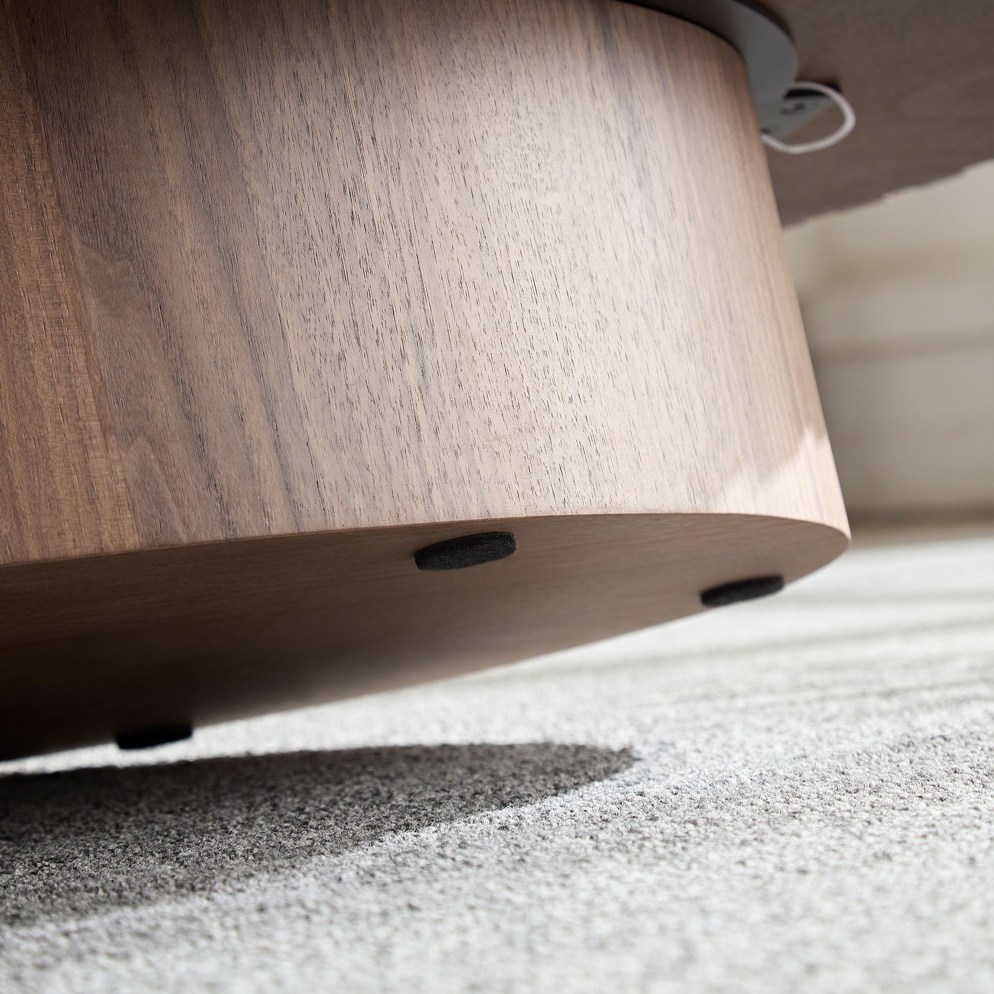 Modern Handcraft Drum Coffee Table Length 43.7 Inch Ellipse Coffee Table For Living Room,Small Coffee Table With Sturdy Pedestal,Walnut Mdf Walnut Mdf