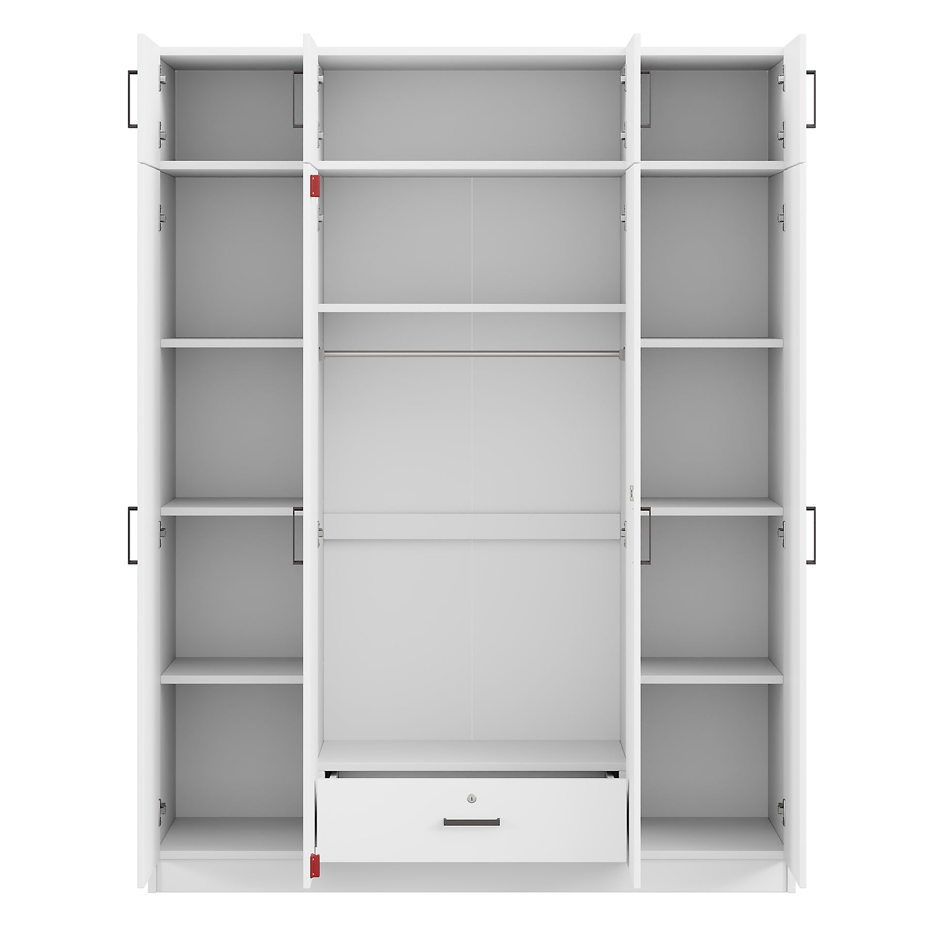 4 Door Wardrobe With 1 Drawer And Top Cabinetwhite White White Bedroom Contemporary Particle Board