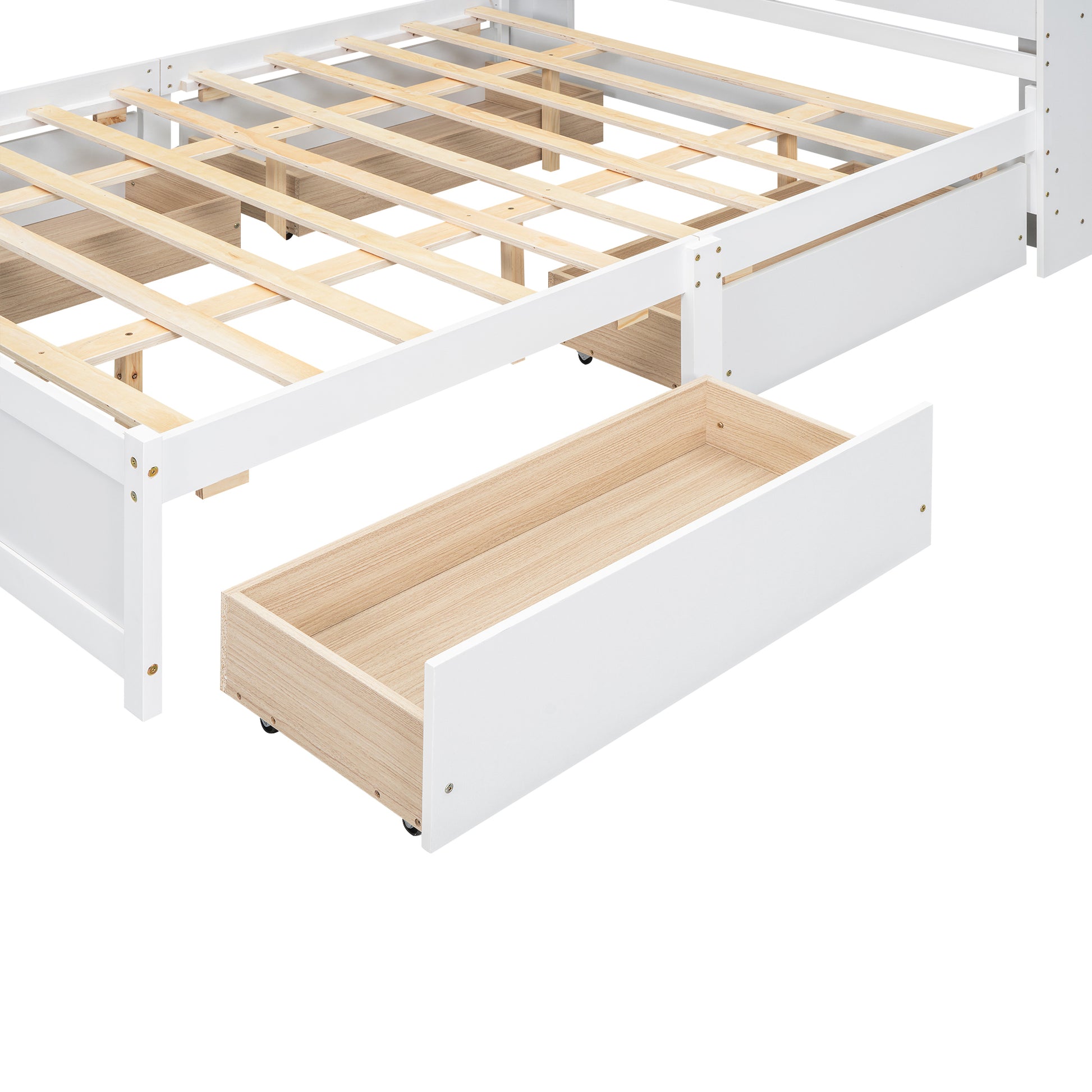 Queen Size Platform Bed With Storage Headboard And 4 Drawers, White Box Spring Not Required Queen White Wood Bedroom Bed Frame Solid Wood Mdf