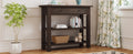 Retro Console Table With Drawer And Two Sturdy Shelves For Entryway, Living Room Espresso Espresso Mdf,Rubber Wood