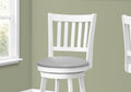 Bar Stool, Set Of 2, Swivel, Bar Height, White Wood, Grey Leather Look, Transitional White Foam Solid Wood