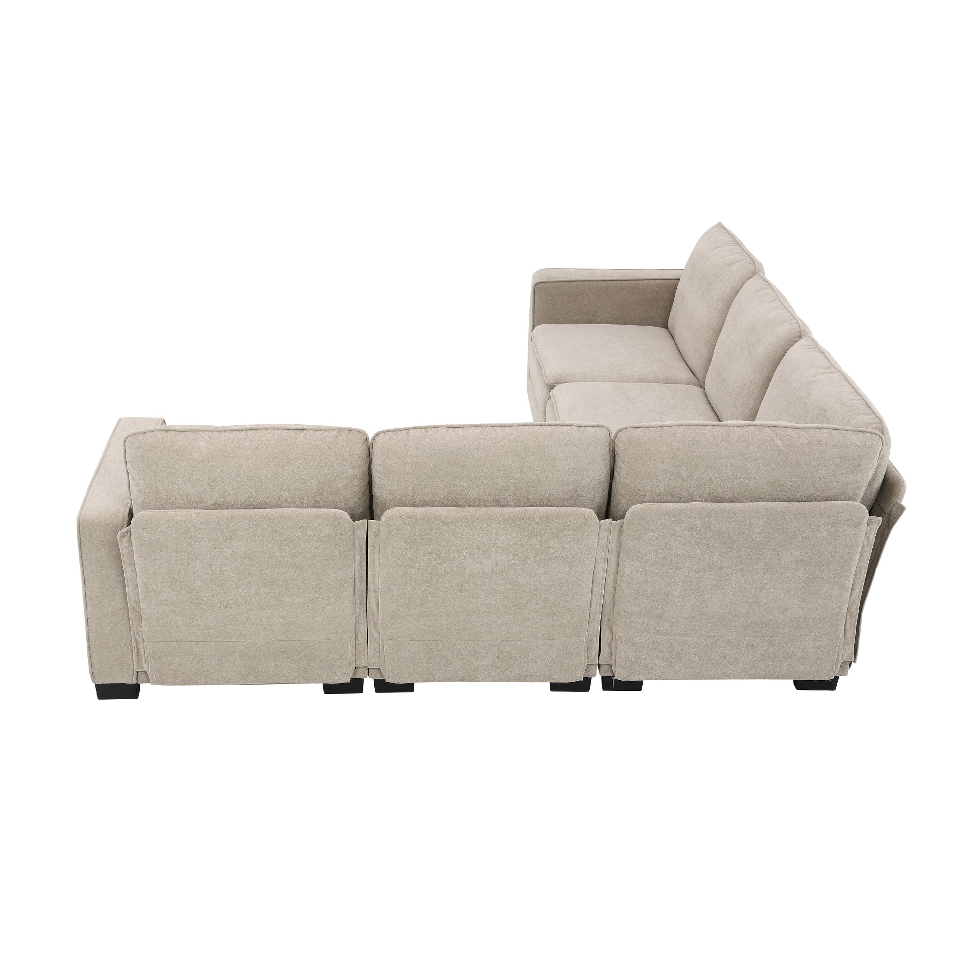 89*89" Oversized Velvet Modern Sectional Sofa,Large L Shaped Upholstered Indoor Furniture With Double Cushions,5 Seat Cloud Corner Couch For Living Room,Apartment,Office,2 Colors Khaki Fabric 5 Seat