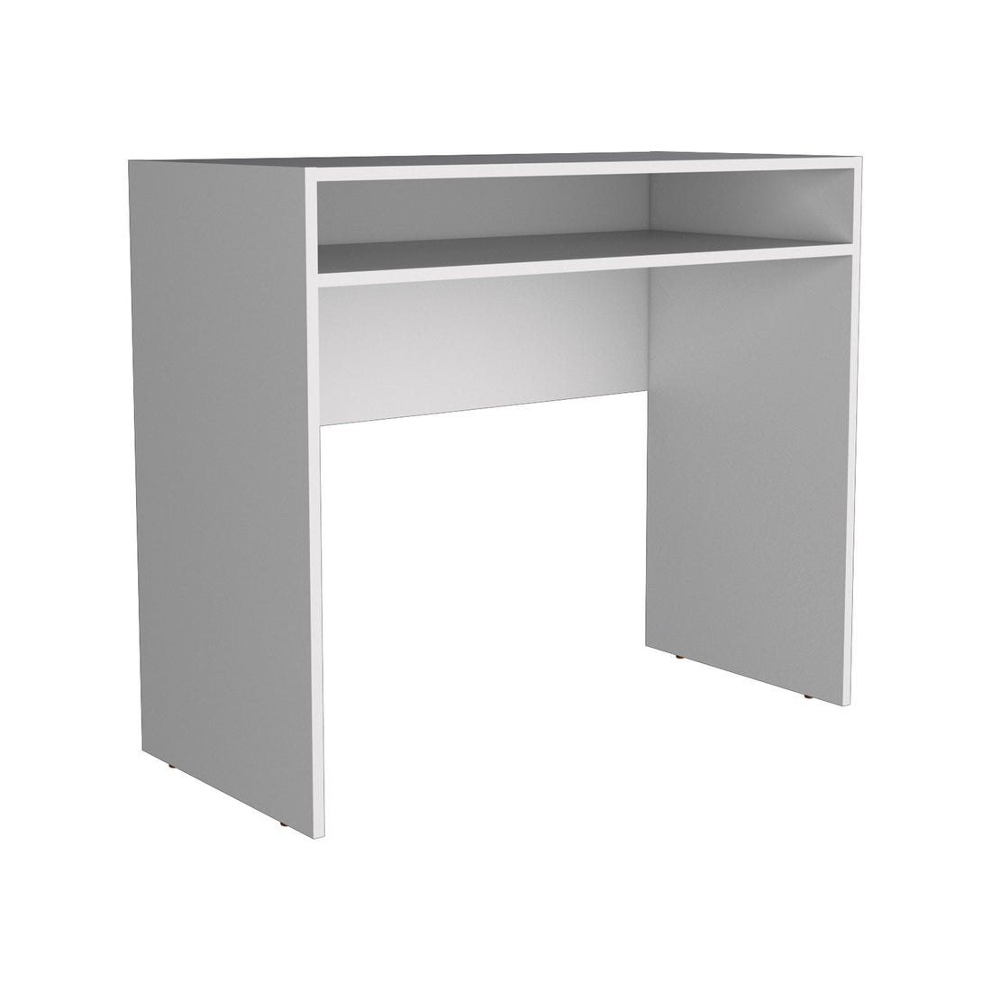 Stella 35" Wide Writing Desk With Shelf White Computer Desk Office Modern Freestanding Rectangular Open Storage Desk Rectangular Particle Board