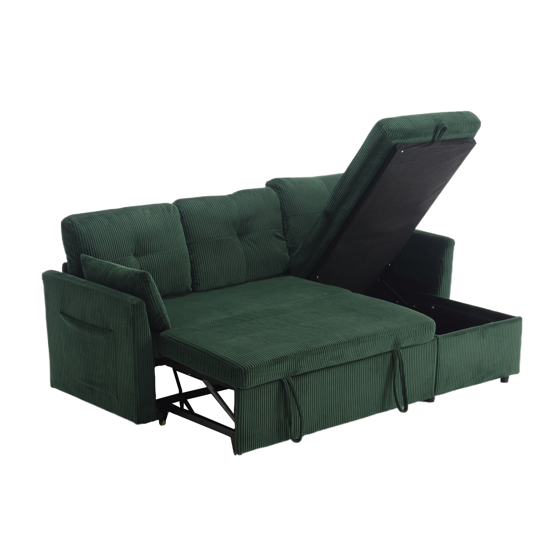 United We Win Furniture, Modular L Shaped Sofa, Modular Long Sofa With Reversible Chaise Lounge, Sofa Bed, Sleeper Sofa, Modular Sofa Combination With Storage Seats. Emerald Velvet 4 Seat