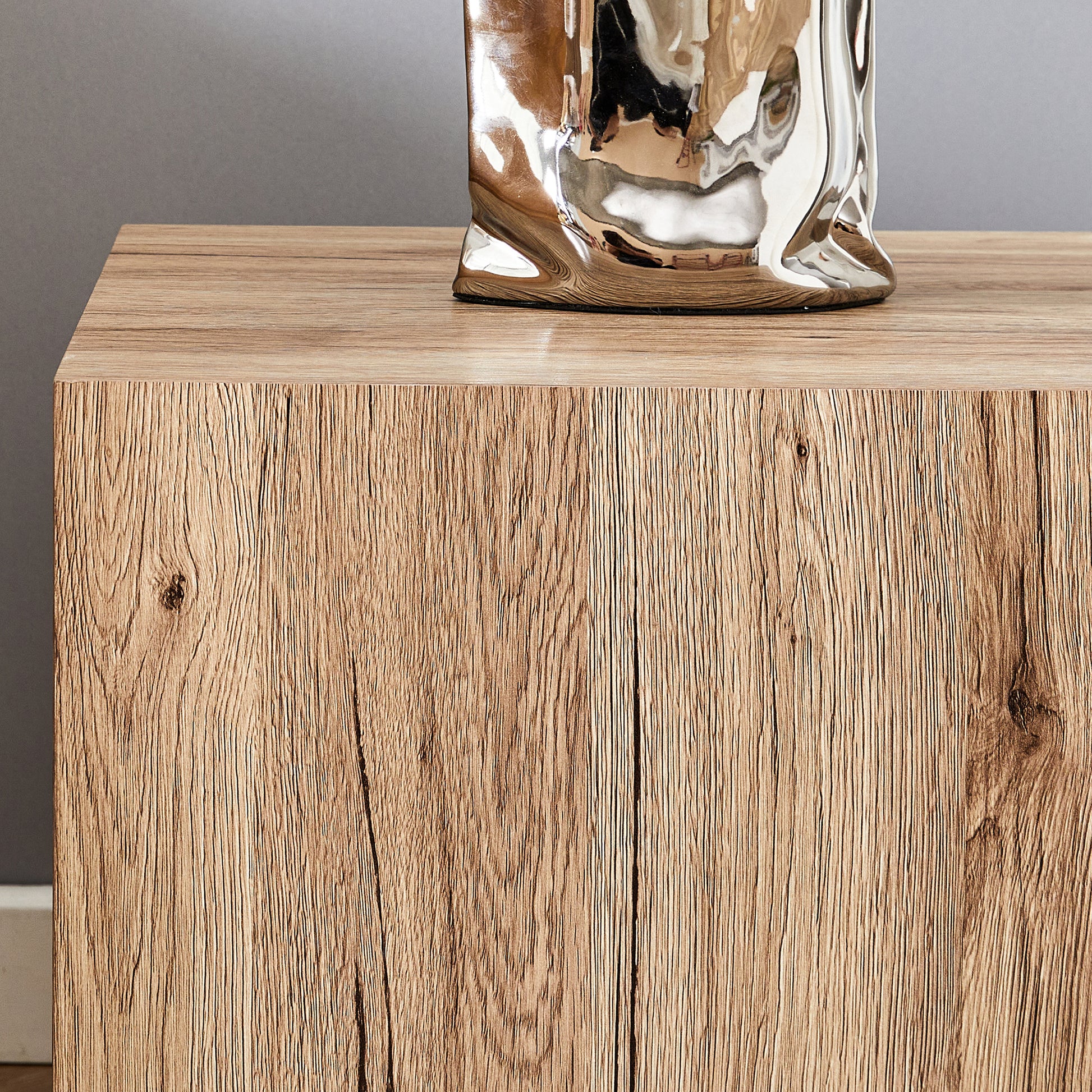 Elevate Your Living Space With This Modern Mdf Coffee Table That Showcases Smooth, Light Wood Color Texture Patterns. It Is Characterized By Stylish Design. Wood Mdf