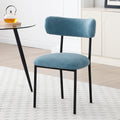 Dining Chairs Set Of 2,Round Upholstered Sherpa Fabric Dining Room Chairs With Curved Backrest,Mid Century Modern Accent Chairs With Black Metal Adjustable Legs For Dining Room,Living Room,Kitchen Light Blue Foam Polyester
