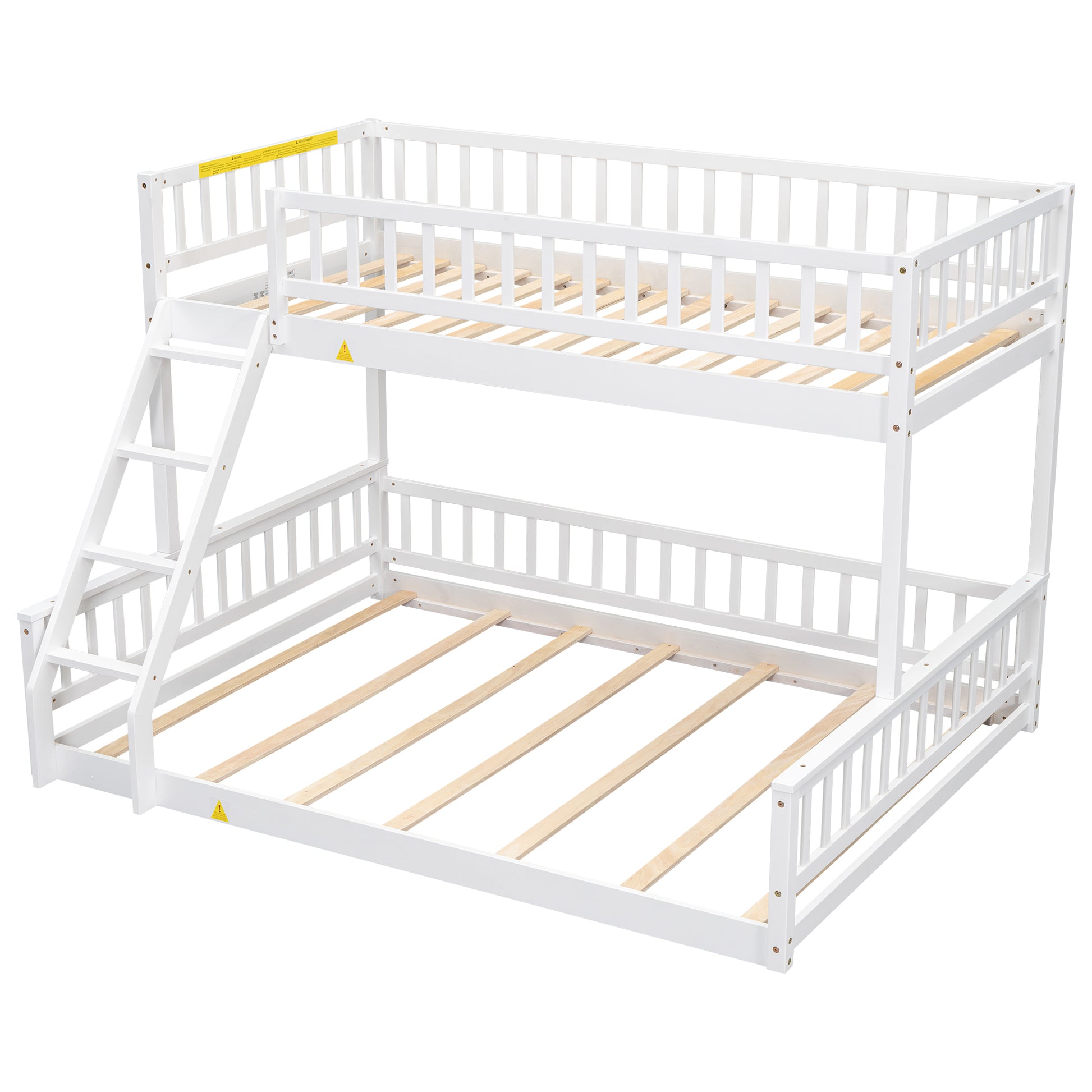 Twin Xl Over Queen Bunk Bed With Ladder And Guardrails, White Expected Arrival Time: 10.27 Box Spring Not Required Twin Xl White Wood Bunk Solid Wood Mdf