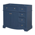 36'' Bathroom Vanity Without Basin Sink, Solid Wood Frame Bathroom Storage Cabinet, Freestanding Vanity With 3 Drawers& Adjustable Shelf Not Include Basin Sink Blue Bathroom Modern Solid Wood Mdf