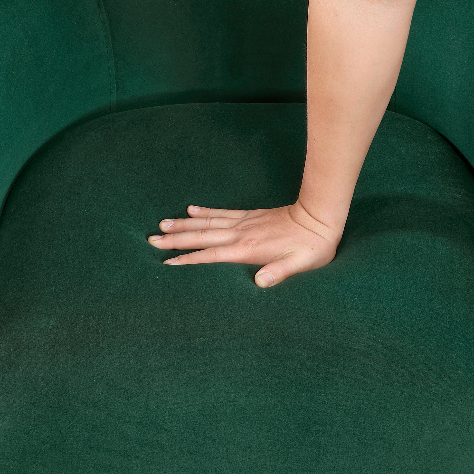 1Pc Swivel Chair Green Velvet Fabric Upholstery Solid Wood Diamond Pattern Stitched Back Comfort Chair Living Room Furniture Green Primary Living Space Contemporary Plywood,Solid Wood